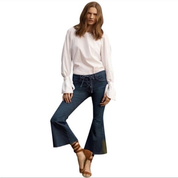 FRAME Le Bell Crop Lace-up Jeans in Hayworth 27 - Picture 3 of 12